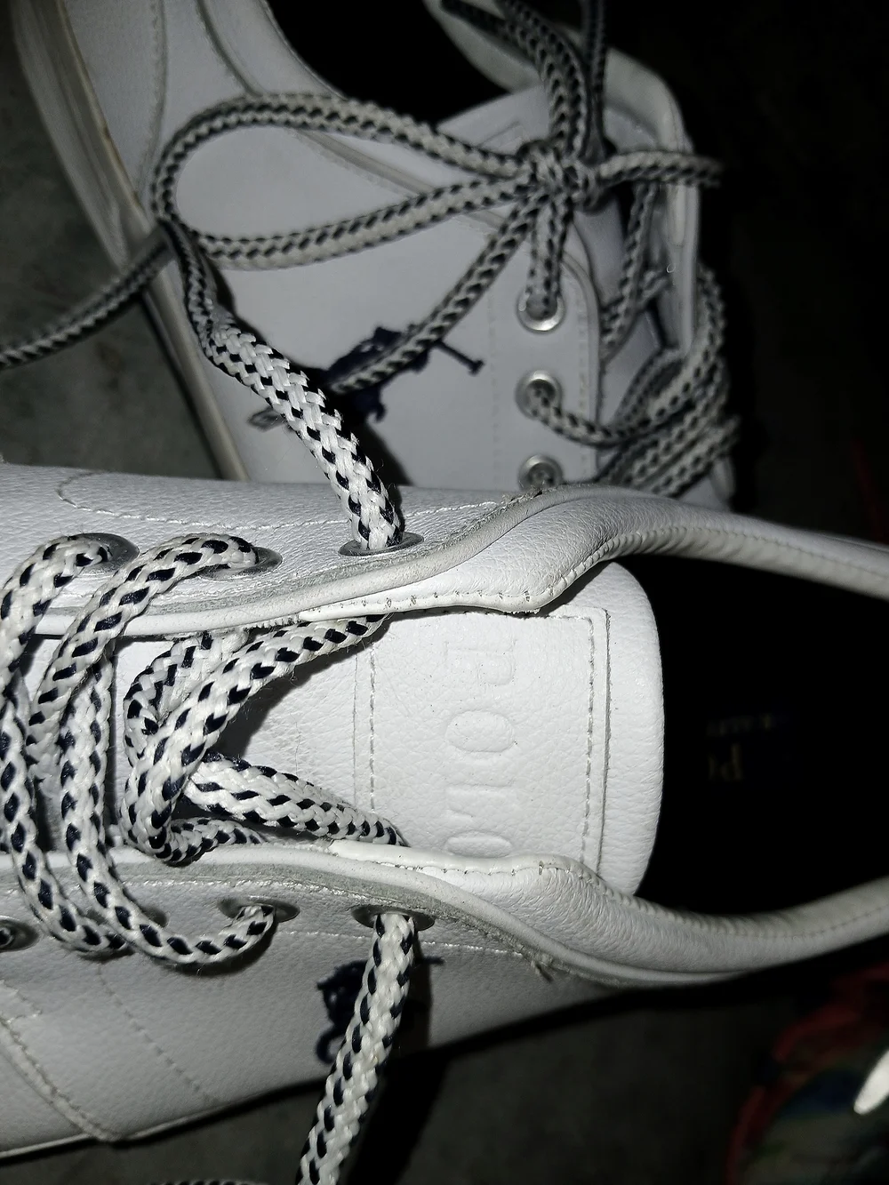 Polo by Ralph Lauren White Leather Sneakers with Navy Pony